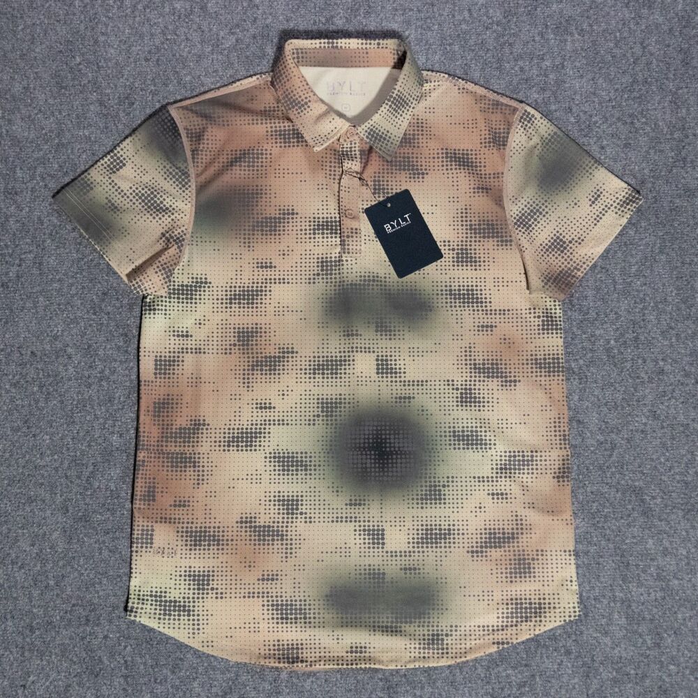 NWT BYLT 19th Hole Polo Shirt Blurry Vision Printed Performance Stretch Medium